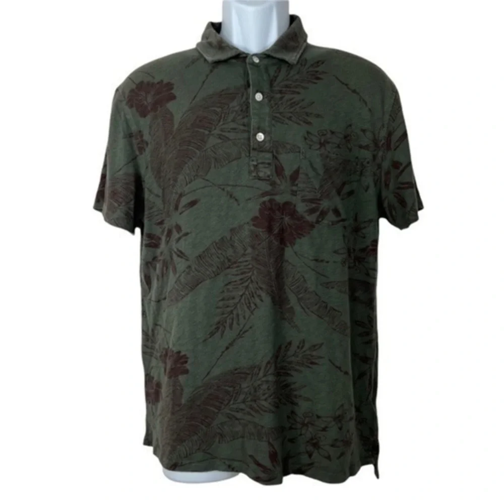J.Crew Men Top Shirt Pullover Green floral Sz M